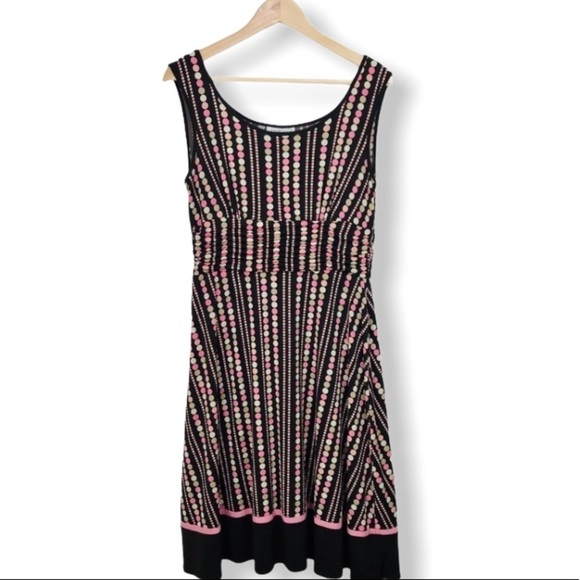Studio I Sleeveless Polka Dot Ruched Waist Dress - Picture 1 of 7